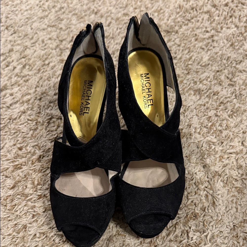Michael Kors Black Peep-Toe Heels